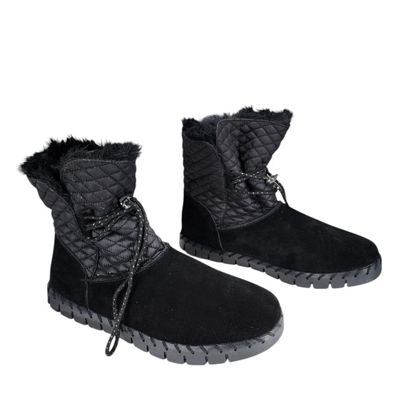 Muk Luks Flexi Bridgehampton Boots sz 11 Women Suede Leather 8" Black Rubber NEW - Picture 1 of 8